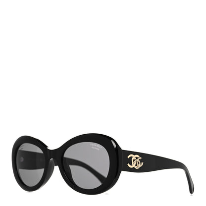 Chanel Acetate Polarized Oval CC Sunglasses 5469-B-A Black 1 of 8
