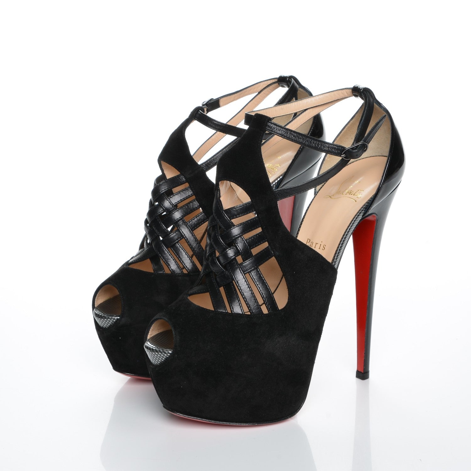 Christian Louboutin Suede Patent Carlota 160 Pumps 40.5 Black 3 of 9