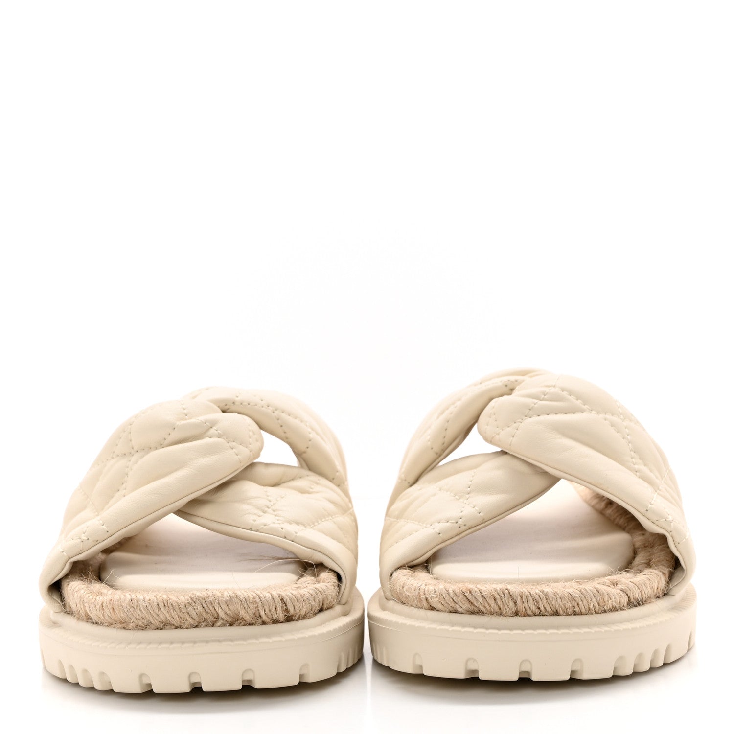 Christian Dior Calfskin Cannage Dtwist Espadrille Platform Sandals 38 White 2 of 11