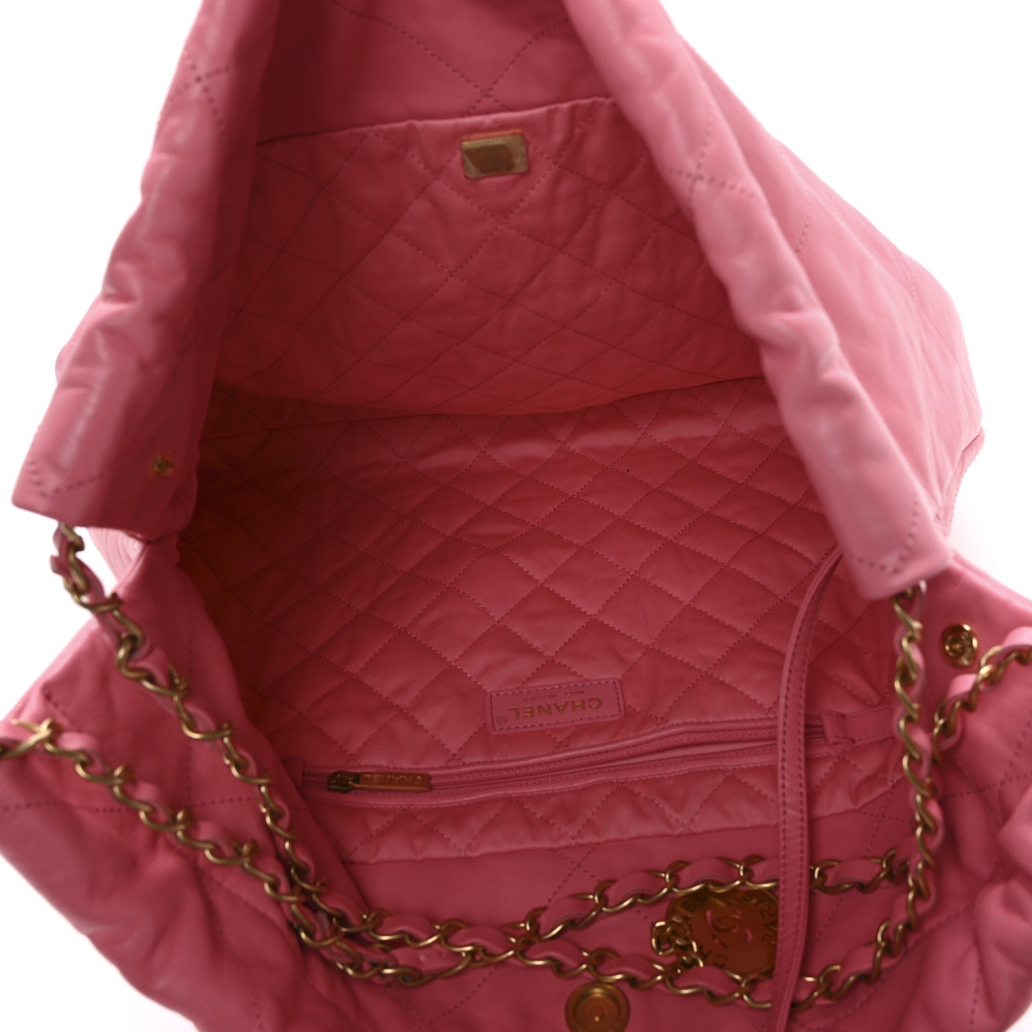 Chanel Shiny Calfskin Quilted Chanel 22 Drawstring Bag Pink 6 of 11