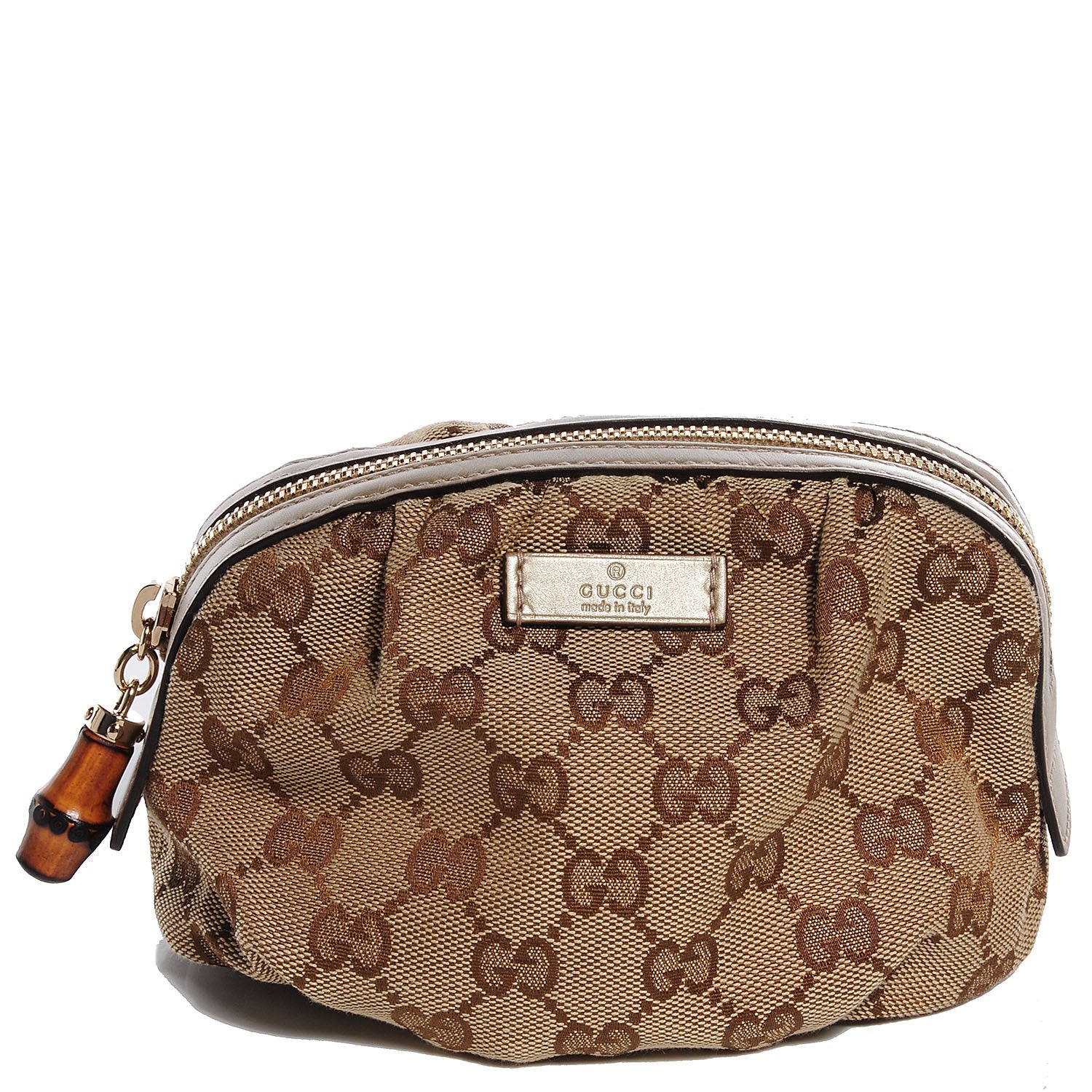 Gucci Monogram Bamboo Medium Cosmetic Case Metallic Gold 1 of 7