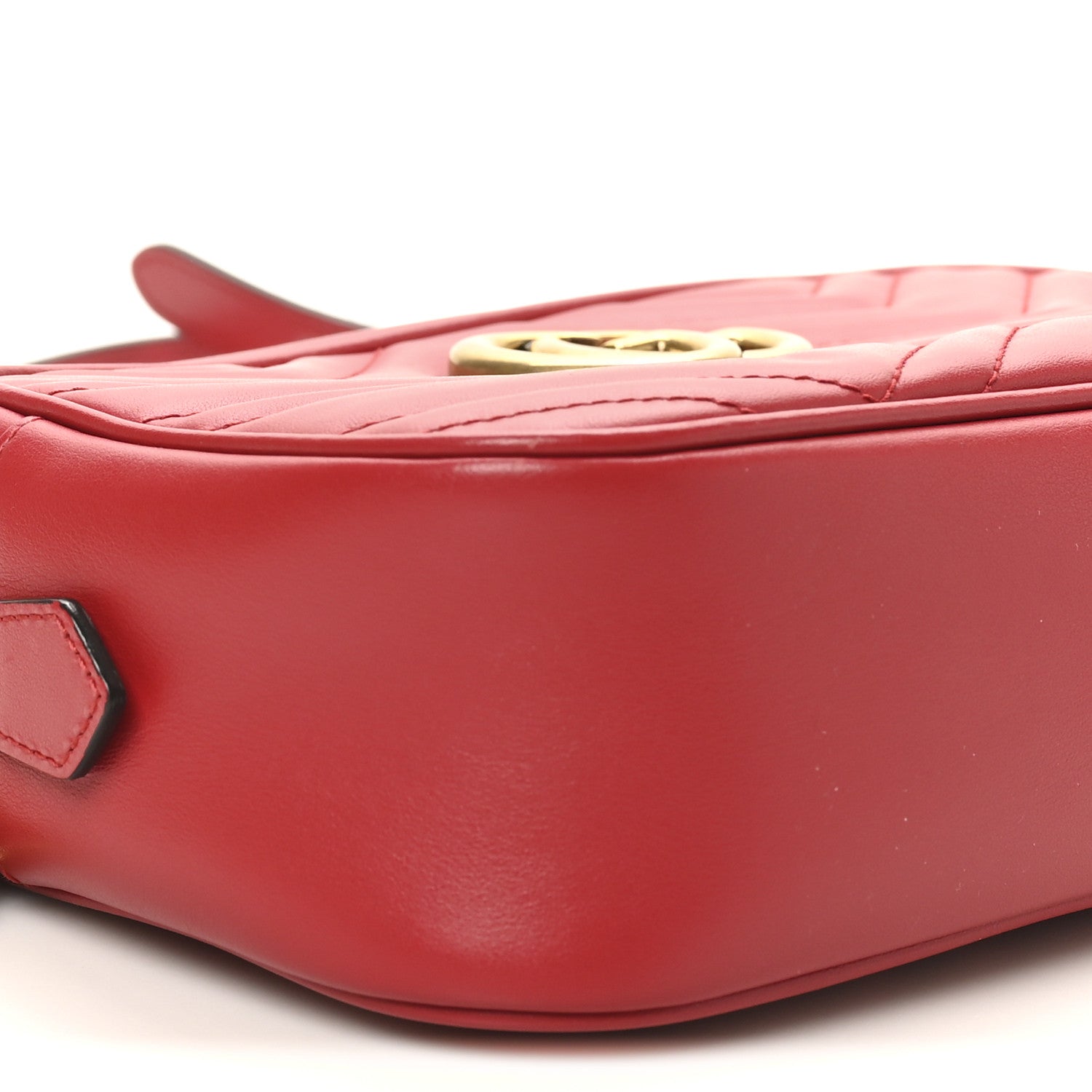 Gucci Calfskin Matelasse Small GG Marmont Chain Shoulder Bag Hibiscus Red 9 of 11