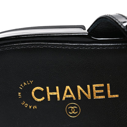 Chanel Lambskin Patent Calfskin CC Thong Sandals  37 Black 9 of 10