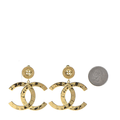 Chanel Metal Large Paris Button Earrings Gold 2 of 5