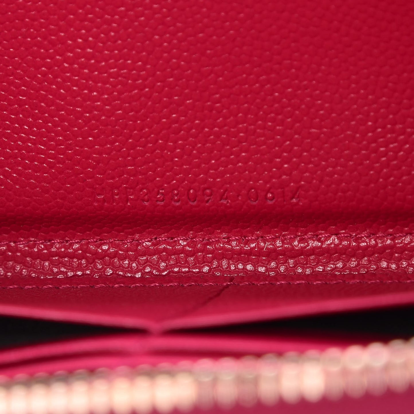 Grain De Poudre Matelasse Chevron Monogram Zip Around Wallet Fuchsia