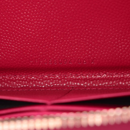 Saint Laurent Grain De Poudre Matelasse Chevron Monogram Zip Around Wallet Fuchsia 7 of 8