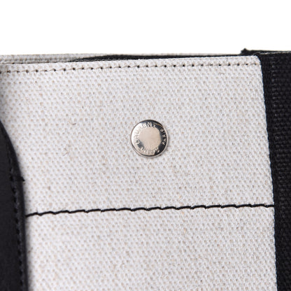 Saint Laurent Linen Calfskin Rive Gauche North South Tote White Black 8 of 13