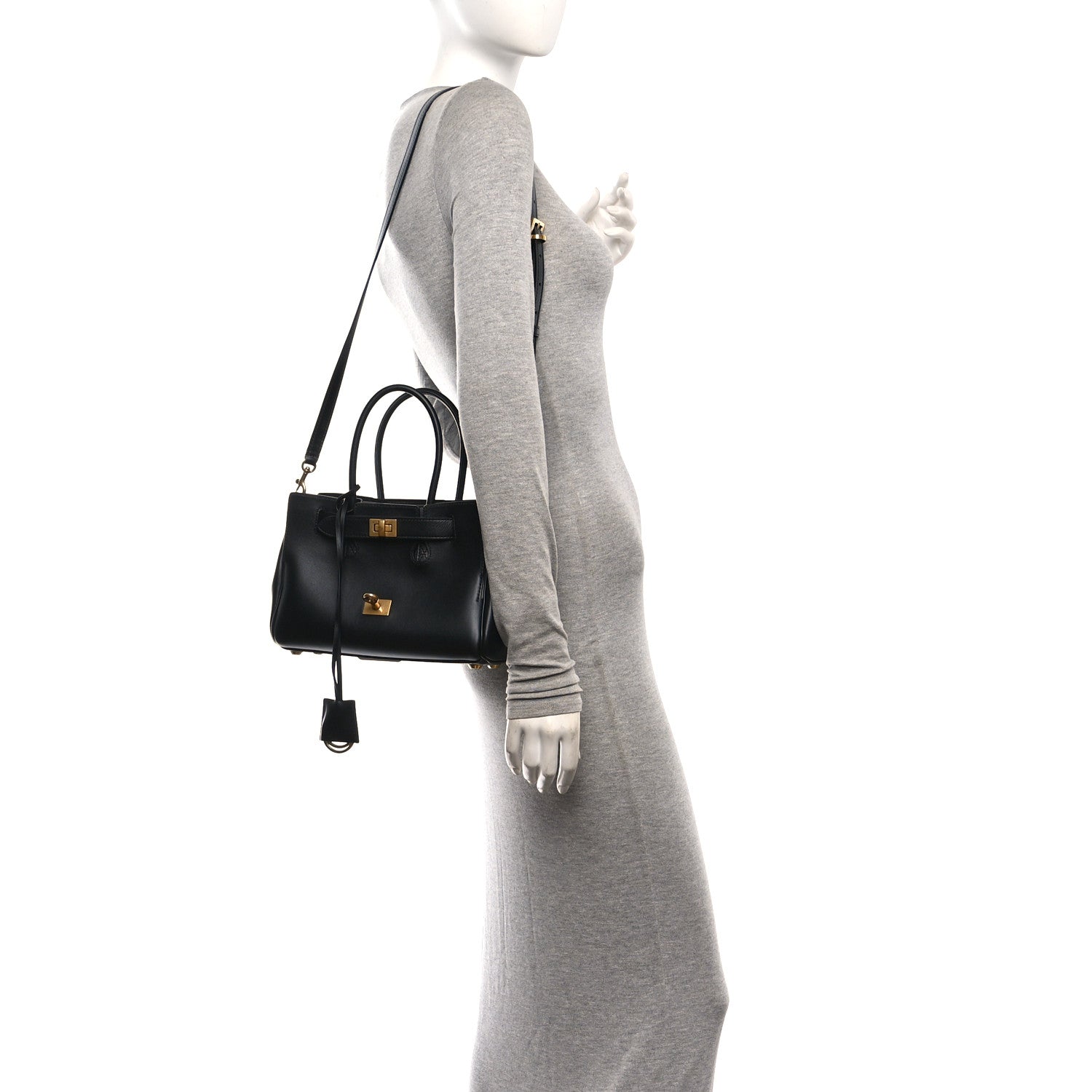 Balenciaga Smooth Calfskin Mini Bel Air Carry All Bag Black 2 of 9