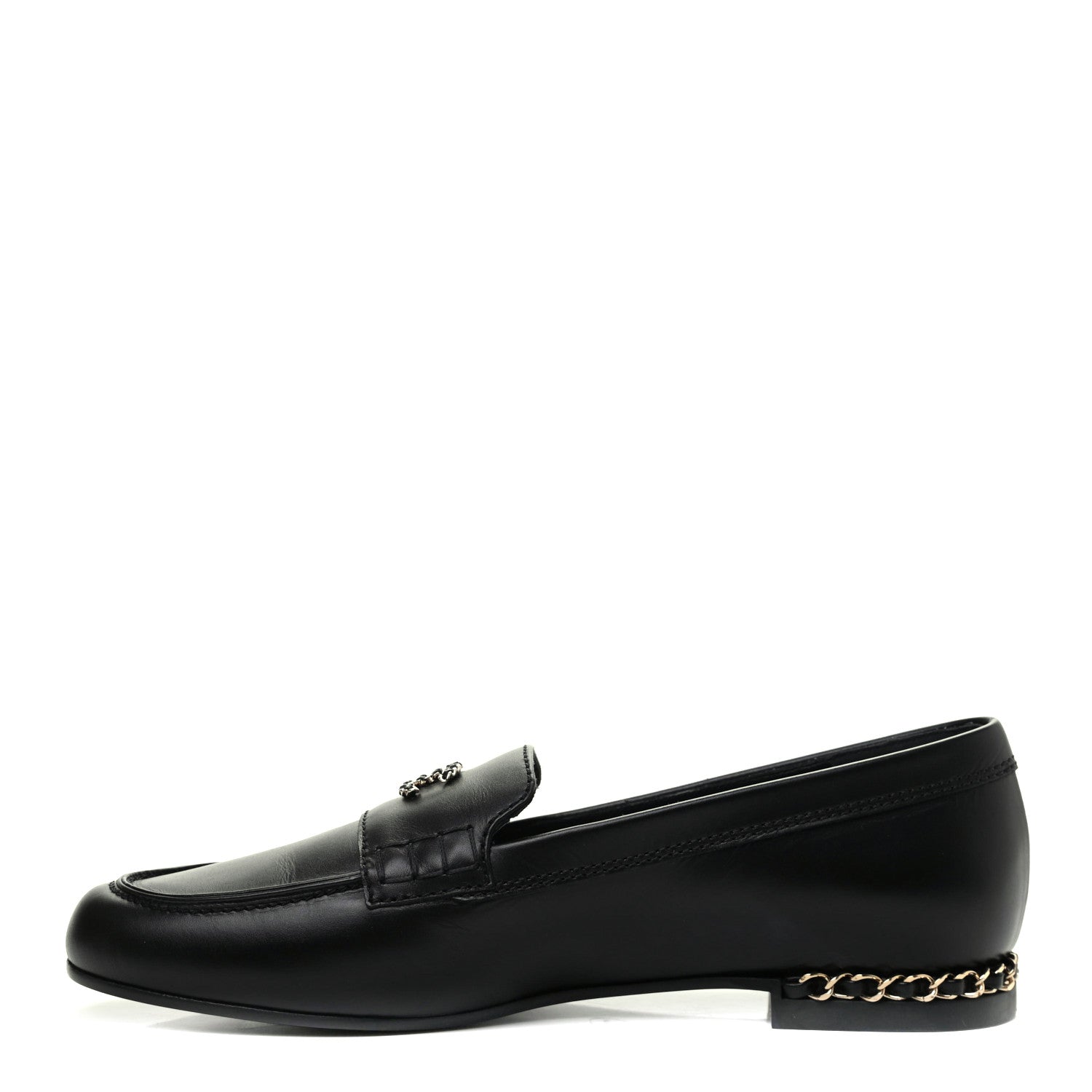 Chanel Calfskin CC Chain Mocassin Loafers 38.5 Black 1 of 9