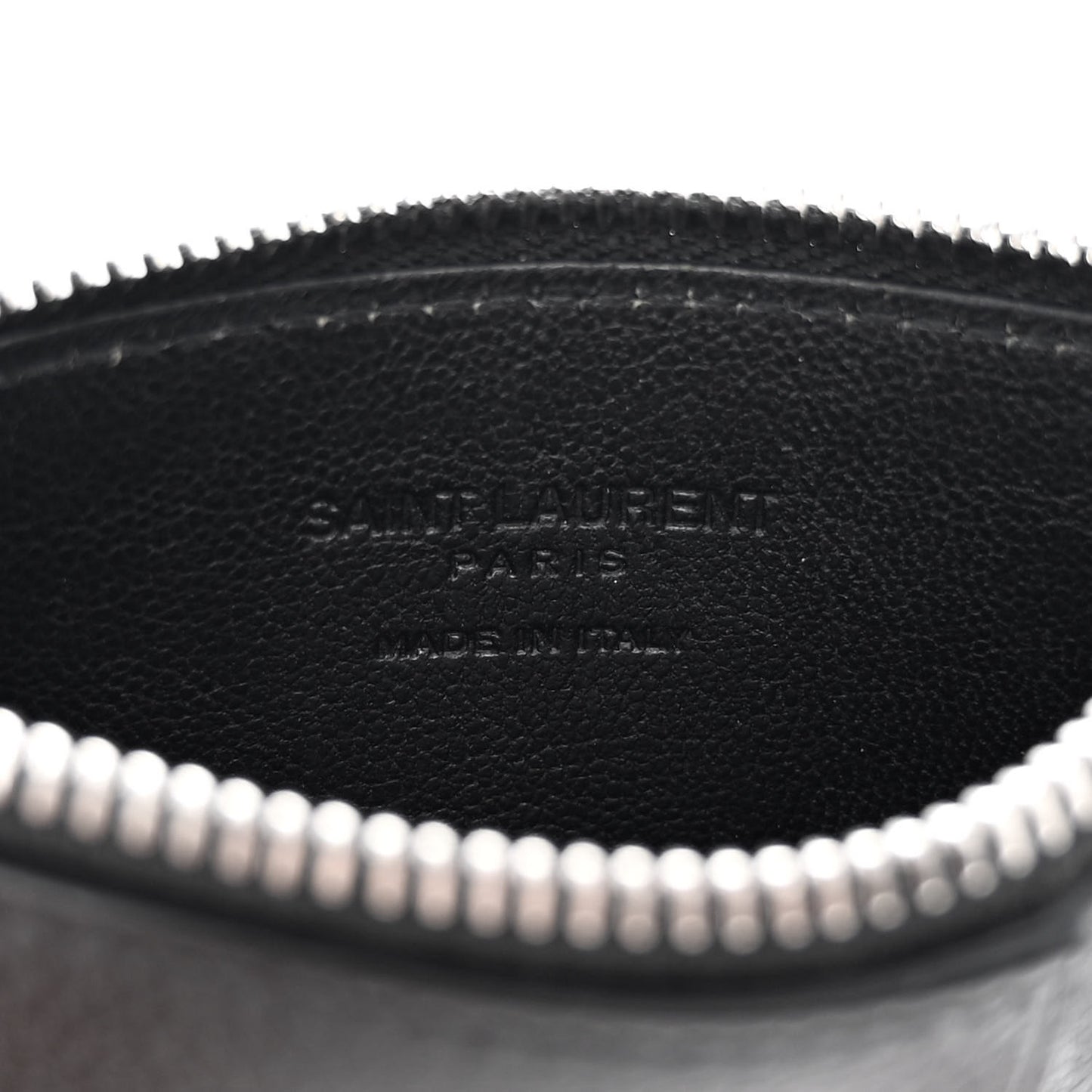 Grained Calfskin 5 Fragments Zip Pouch Card Holder Black