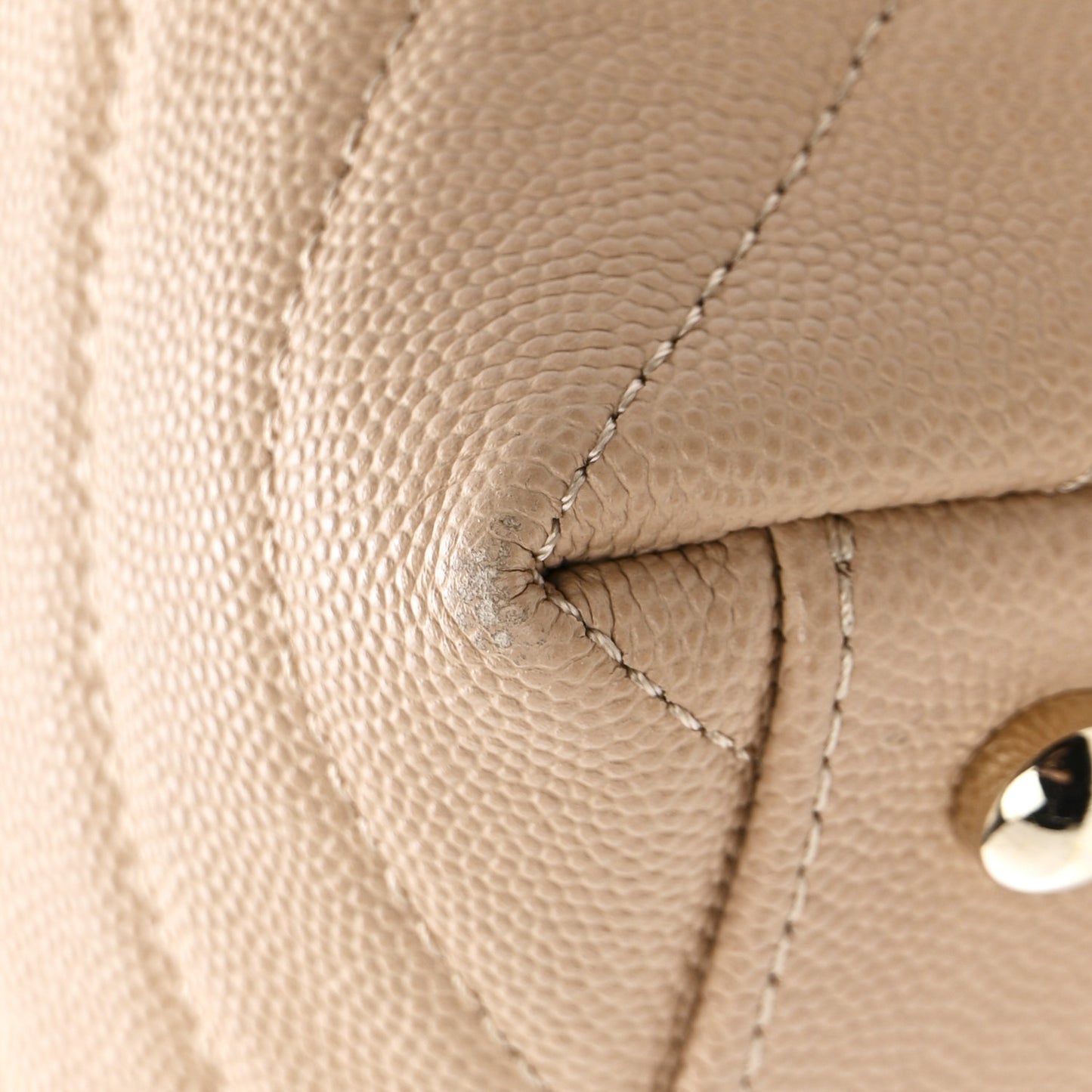 Caviar Chevron Quilted Medium Coco Handle Flap Beige