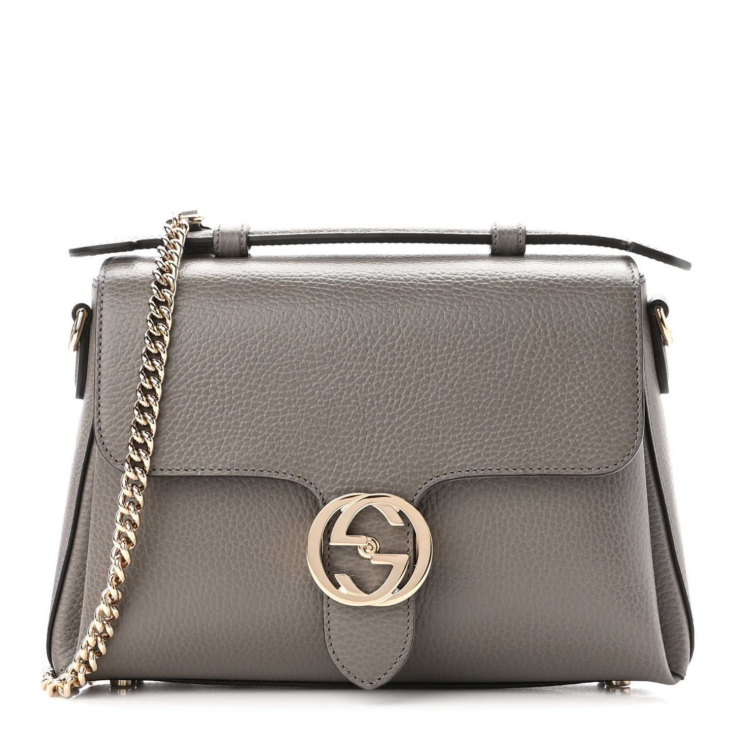 Dollar Calfskin Interlocking G Top Handle Shoulder Bag Loess