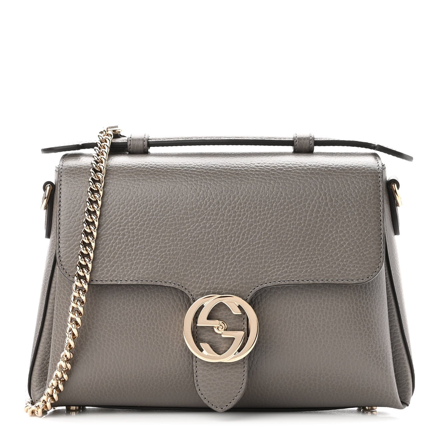 Gucci Dollar Calfskin Interlocking G Top Handle Shoulder Bag Loess 1 of 8