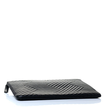 Chanel Lambskin Quilted Large Crossing Cosmetic Case Black 3 of 4