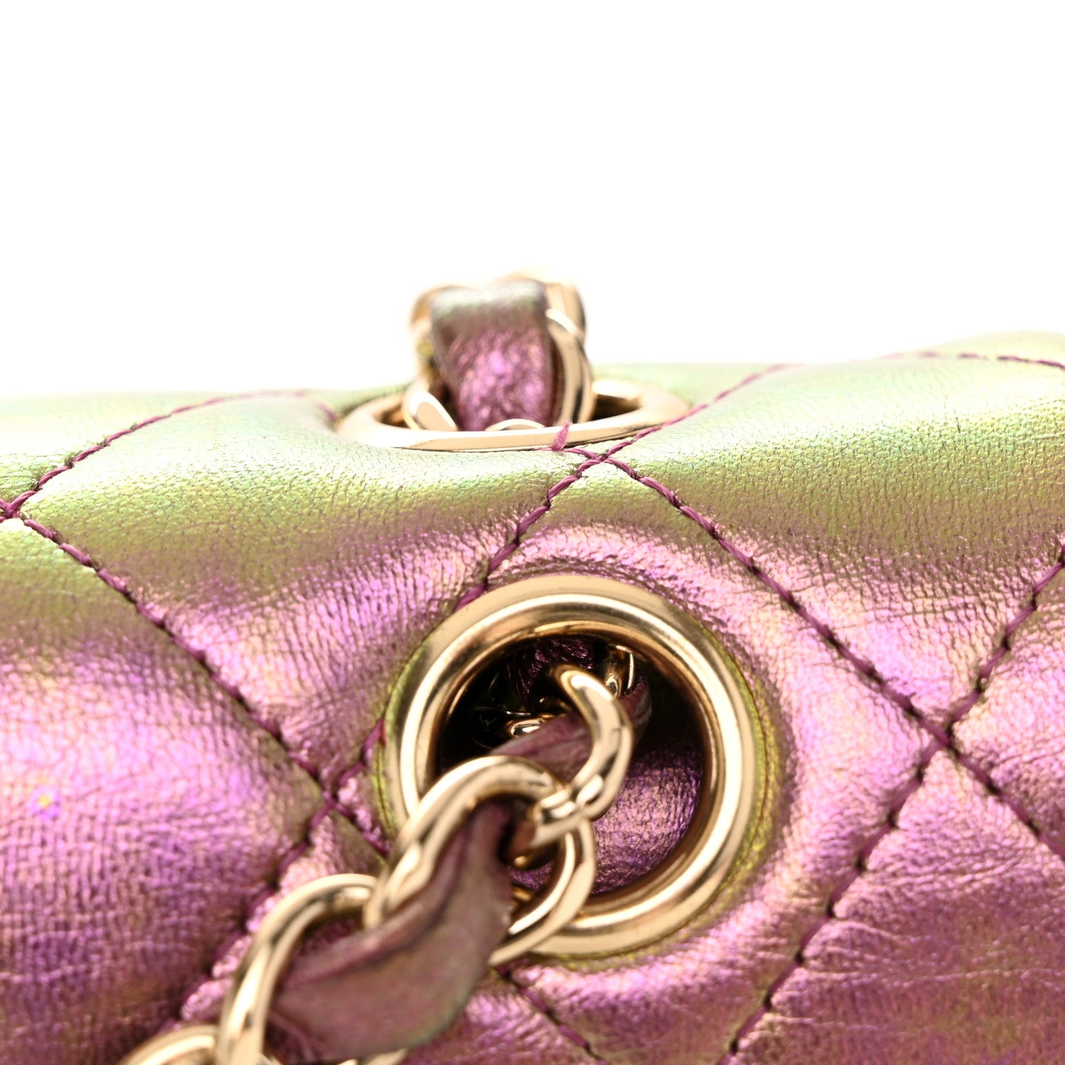 Chanel Iridescent Lambskin Quilted Medium Double Flap Purple 13 of 14