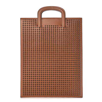 Christian Louboutin Calfskin Spiked Large Trictrac Portfolio Bag Cannelle 1 of 11