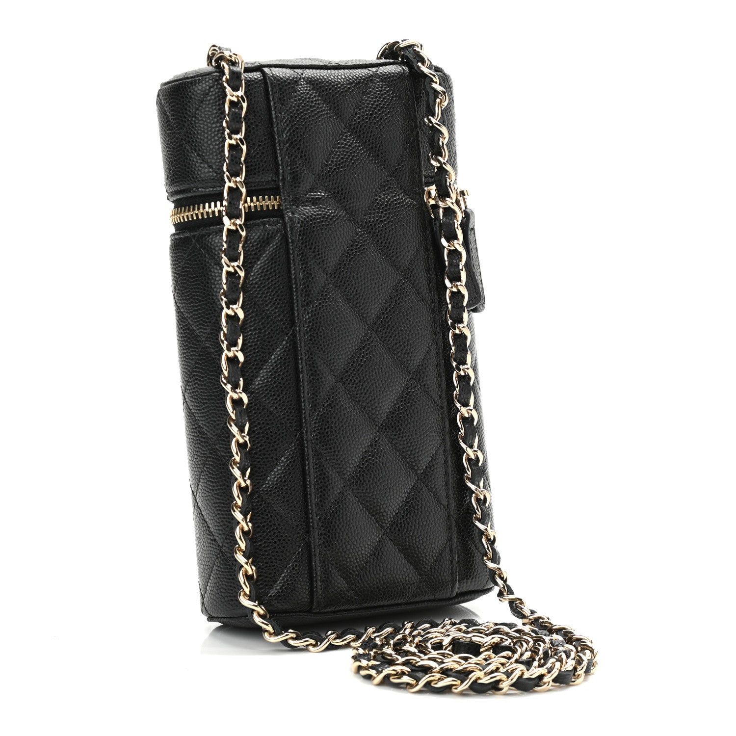 Chanel Caviar Quilted Phone Holder With Chain Black 3 of 10