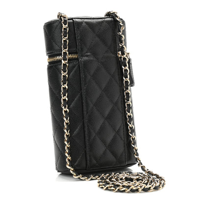 Chanel Caviar Quilted Phone Holder With Chain Black 3 of 10