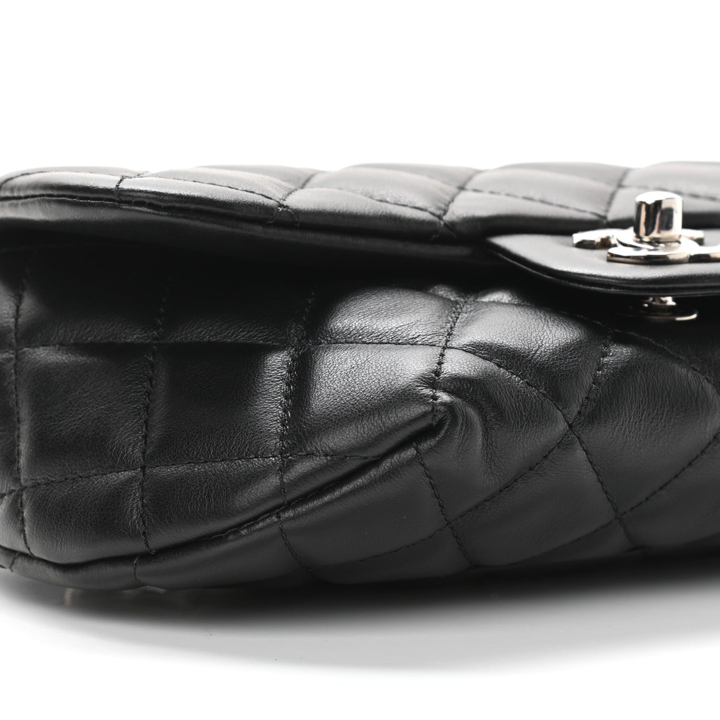 Calfskin Quilted CC Uniform Flap Belt Bag Black