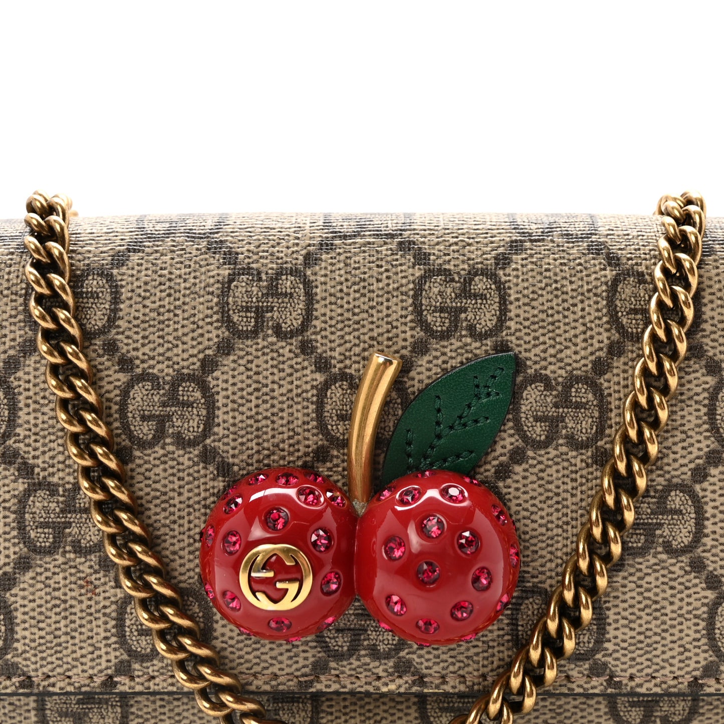 GG Supreme Monogram Mini Cherry Chain Bag