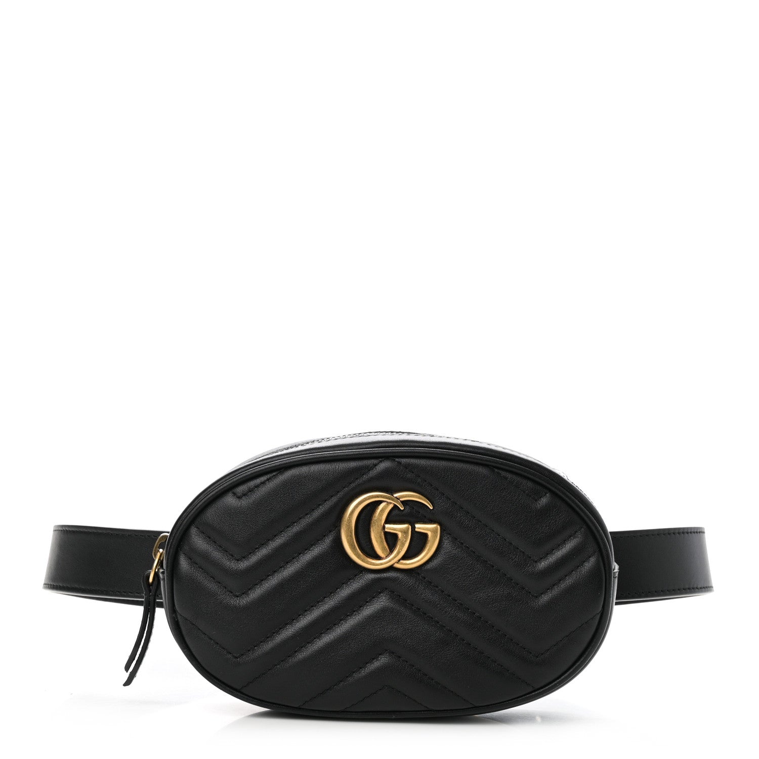Gucci Calfskin Matelasse GG Marmont Belt Bag 75 30 Black 1 of 11