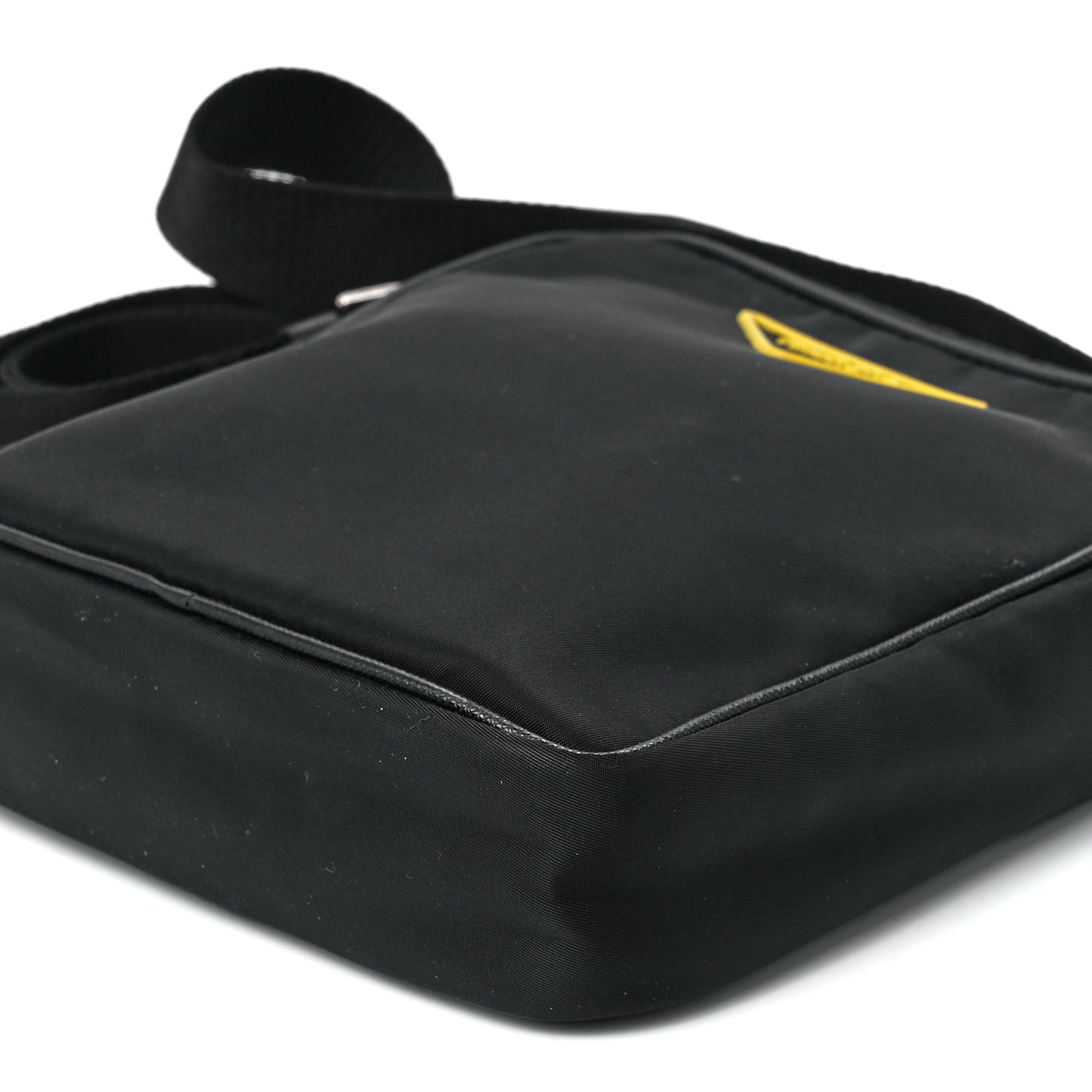 Tessuto Nylon Saffiano Messenger Bag Black Yellow