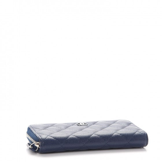 Chanel Caviar Quilted Small Zip Around Wallet Navy 4 of 10