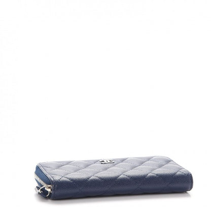 Chanel Caviar Quilted Small Zip Around Wallet Navy 4 of 10