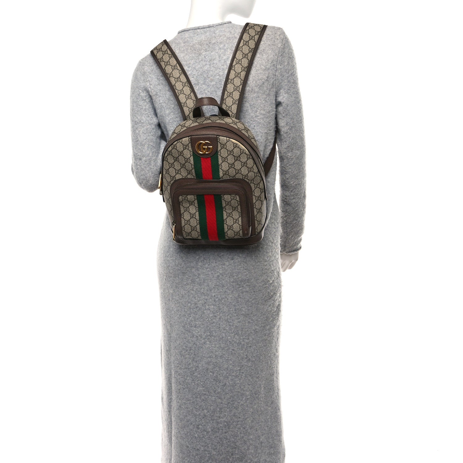Gucci GG Supreme Monogram Calfskin Web Small Ophidia Day Backpack Beige Ebony New Acero 2 of 12