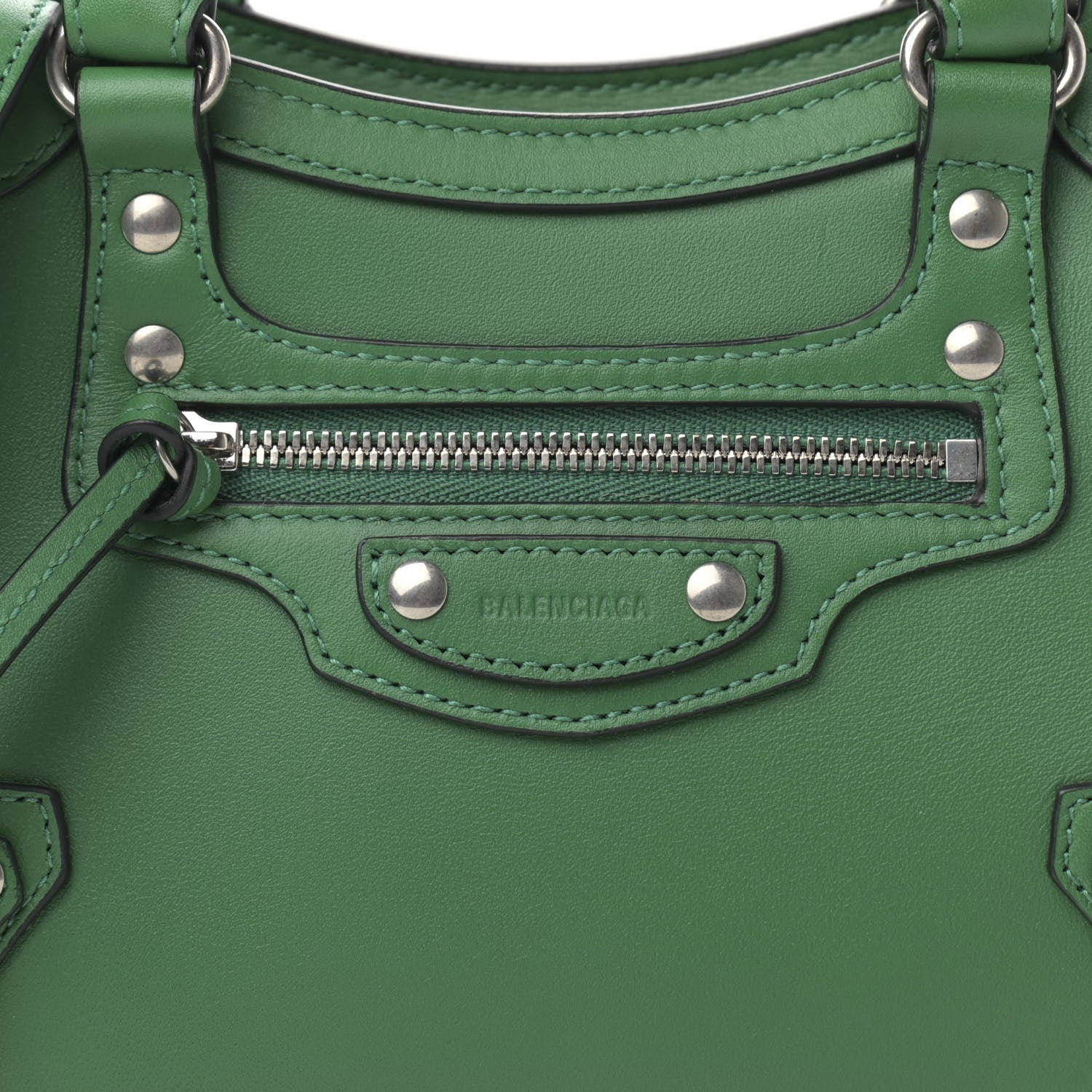 Balenciaga Smooth Calfskin Neo Classic Silver Hardware Mini City Grass Green 9 of 11