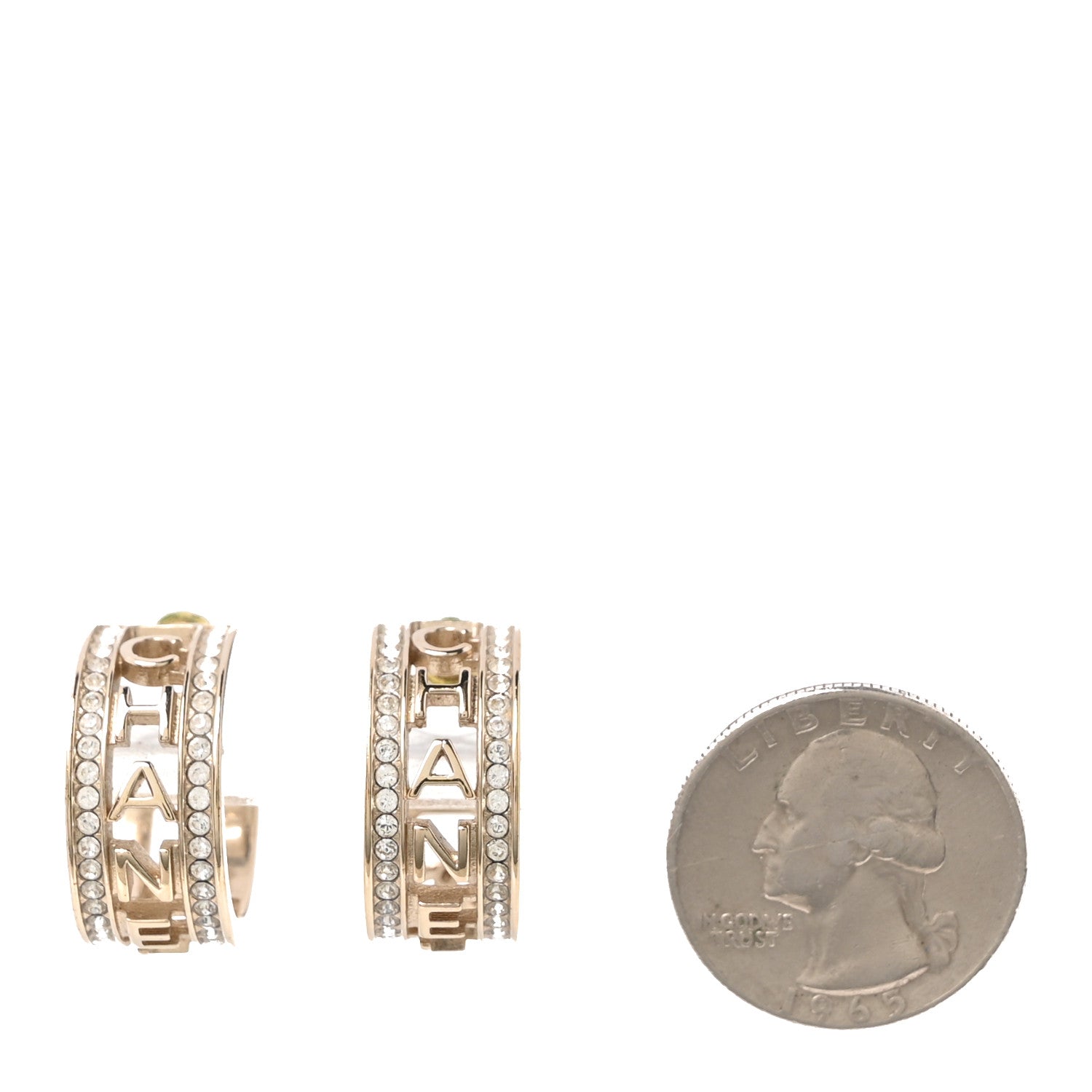 Chanel Metal Crystal Bow-tiful CC Hoop Earrings Gold 2 of 5