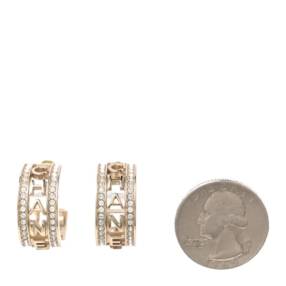 Chanel Metal Crystal Bow-tiful CC Hoop Earrings Gold 2 of 5