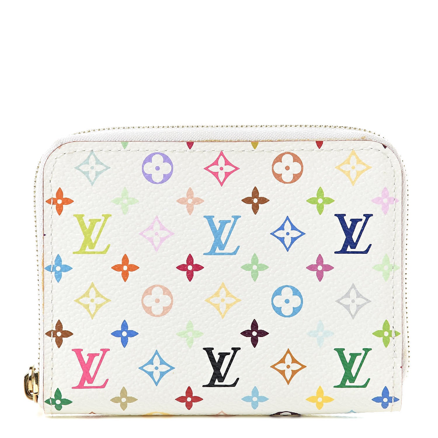 Louis Vuitton Monogram Multicolor Zippy Coin Purse Wallet White Litchi 1 of 8