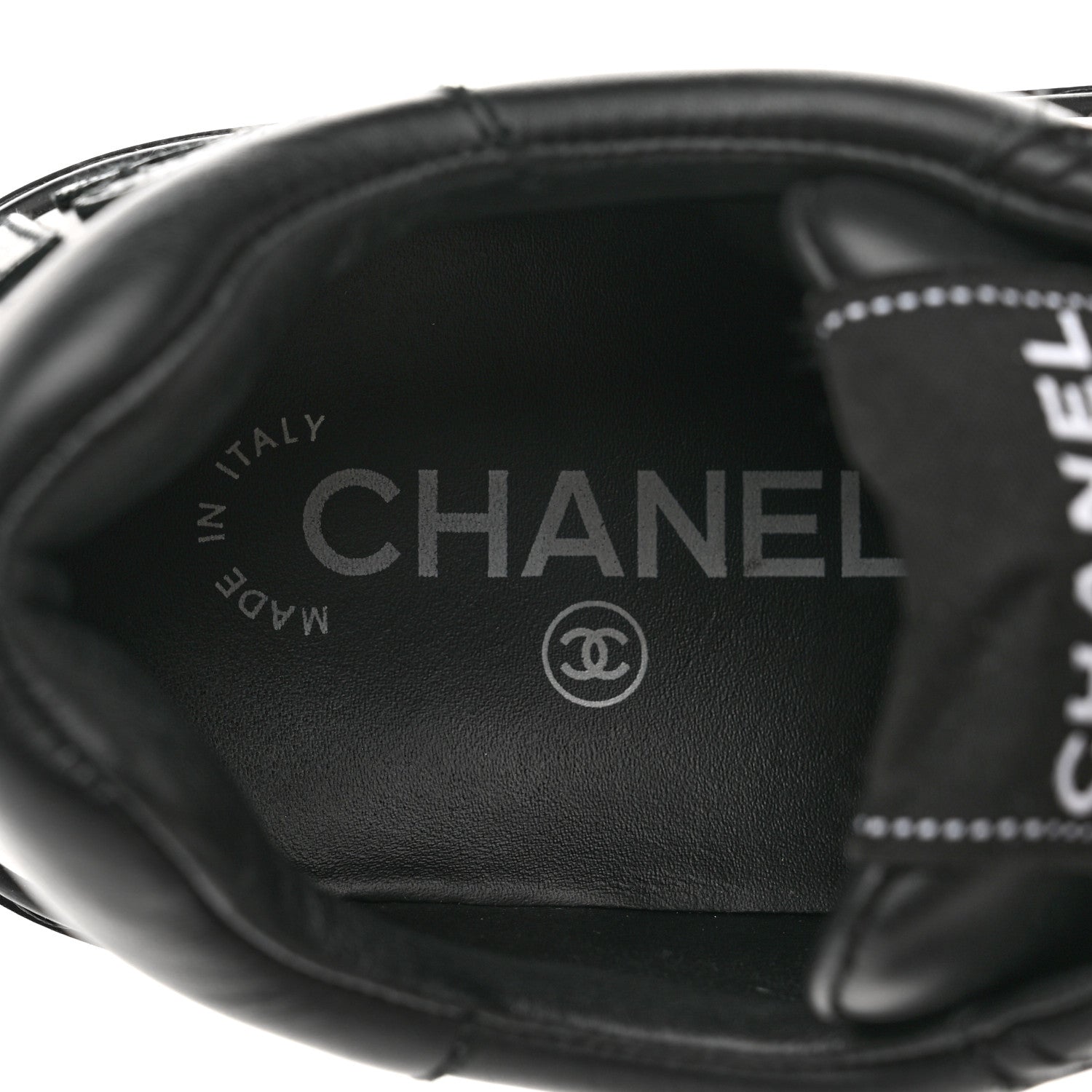 Chanel Calfskin Womens Logo Sneakers 37.5 Black 7 of 8