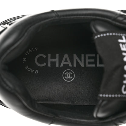 Chanel Calfskin Womens Logo Sneakers 37.5 Black 7 of 8