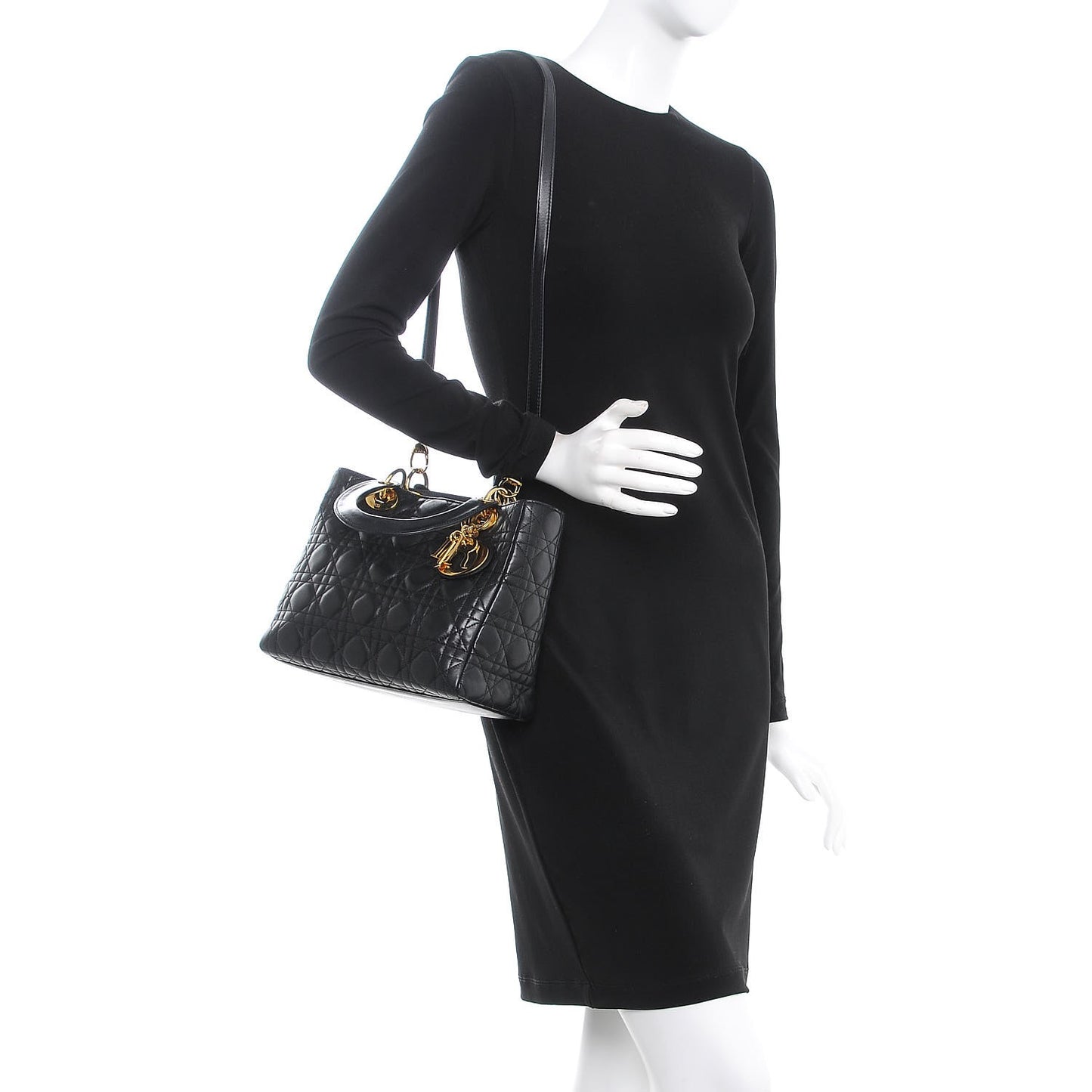 Lambskin Cannage Medium Lady Dior Black