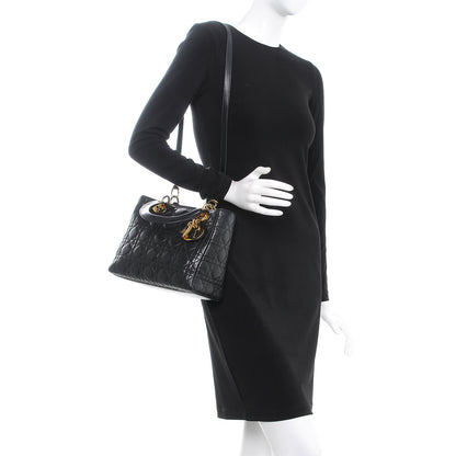 Christian Dior Lambskin Cannage Medium Lady Dior Black 2 of 12