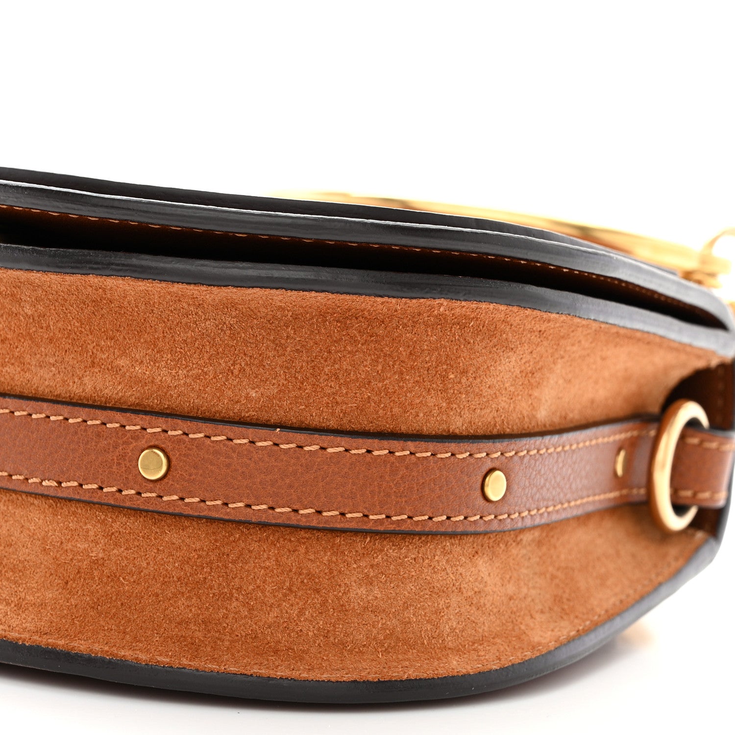 Chloe Calfskin Suede Small Nile Bracelet Bag Caramel 10 of 12