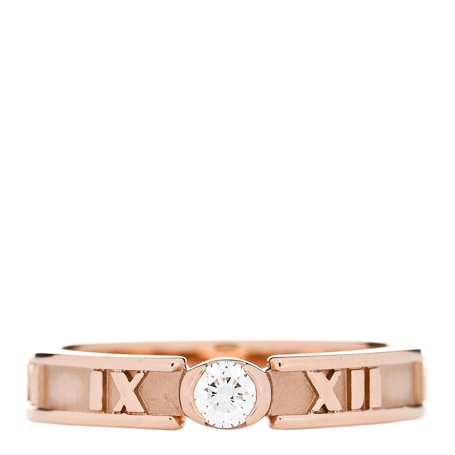 Tiffany 18K Rose Gold Diamond Narrow Atlas Closed Ring 52 6 1 of 5