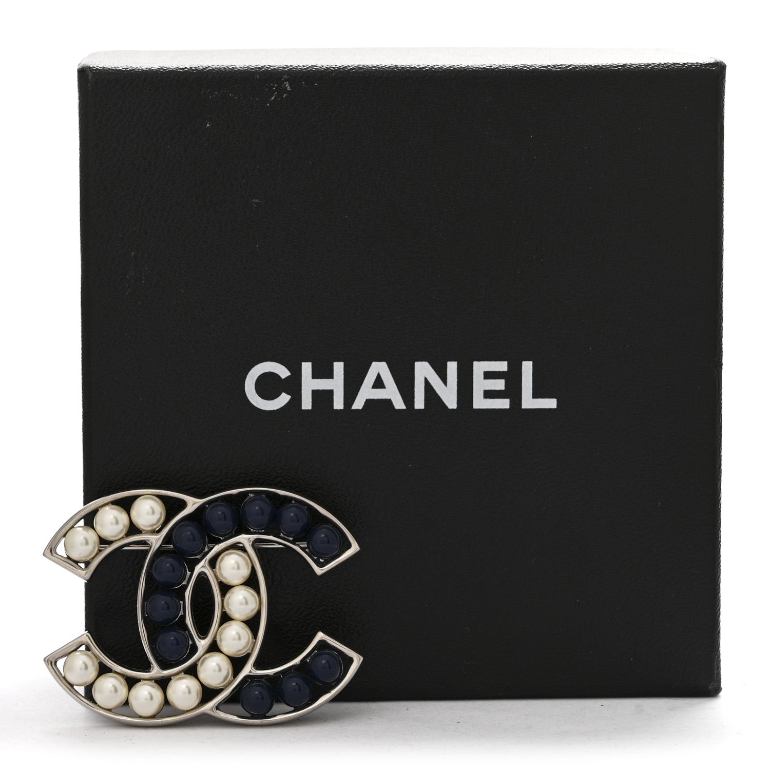 Chanel Pearl CC Brooch Blue Silver 4 of 4