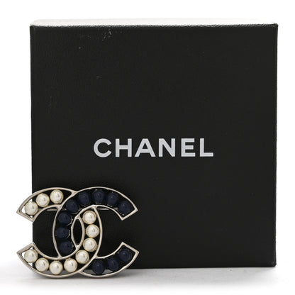 Chanel Pearl CC Brooch Blue Silver 4 of 4