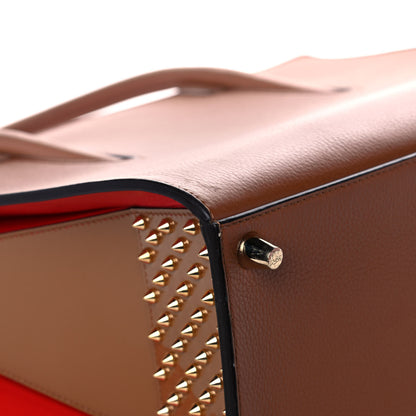 Christian Louboutin Calfskin Patent Studded Large Paloma Brown 4 of 15