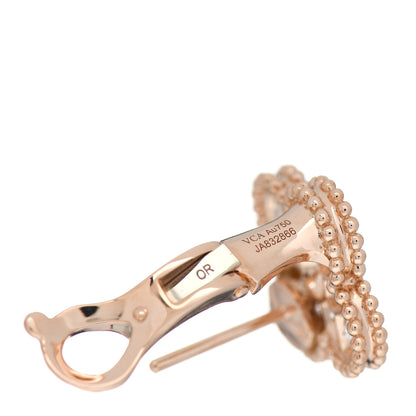 Van Cleef & Arpels 18K Rose Gold Diamond Vintage Alhambra Earrings 4 of 5