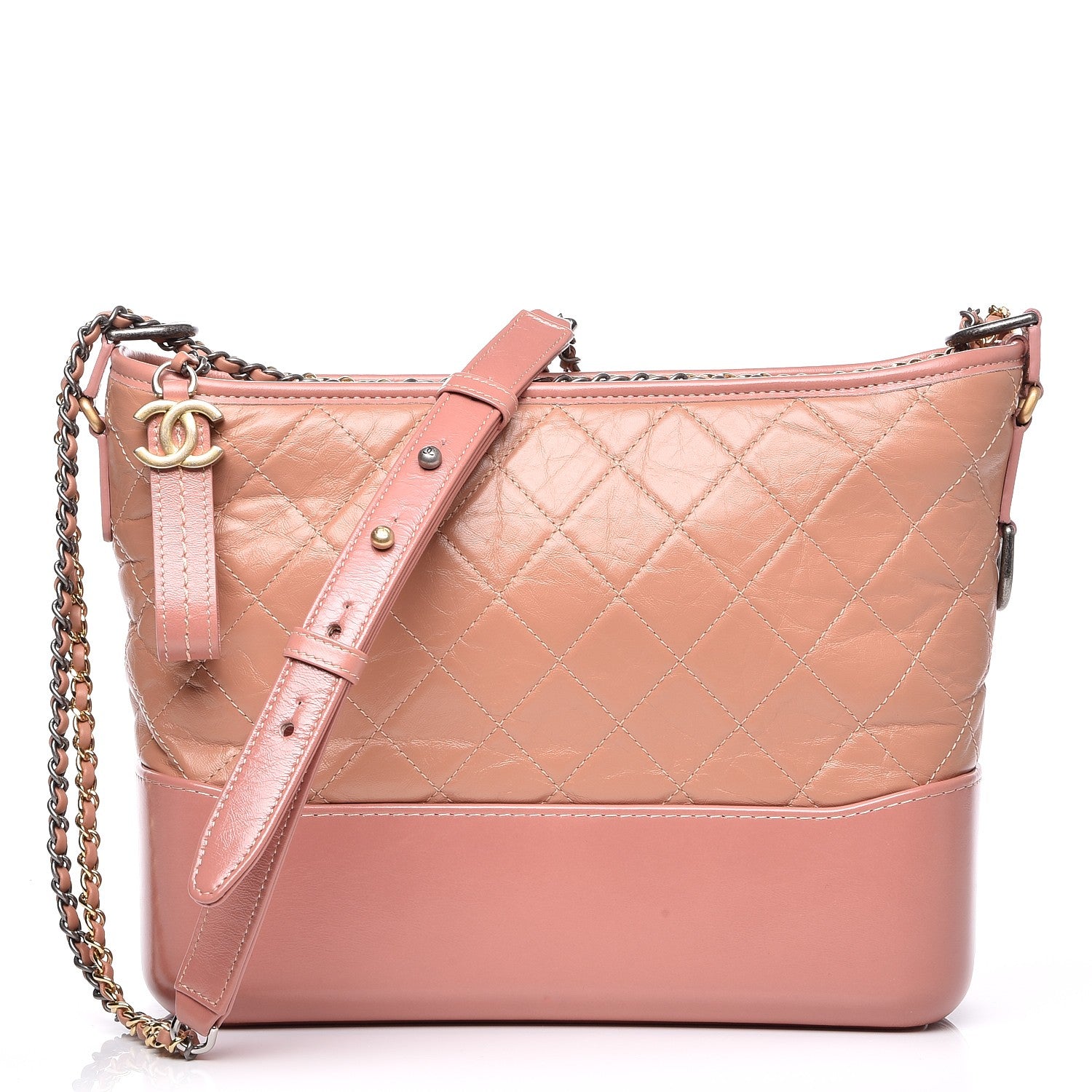 Chanel Aged Calfskin Quilted Medium Gabrielle Hobo Pink 1 of 8