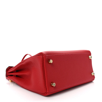 Hermes Togo Horseshoe Kelly Retourne 25 Rouge Casaque Gold 4 of 9