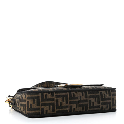 Fendi Fabric Jacquard FF 1974 Medium Baguette Tobacco Moro Black 3 of 4