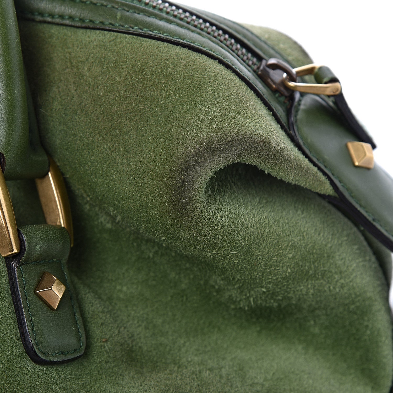 Gucci Suede Monogram Small Boston Green 10 of 19
