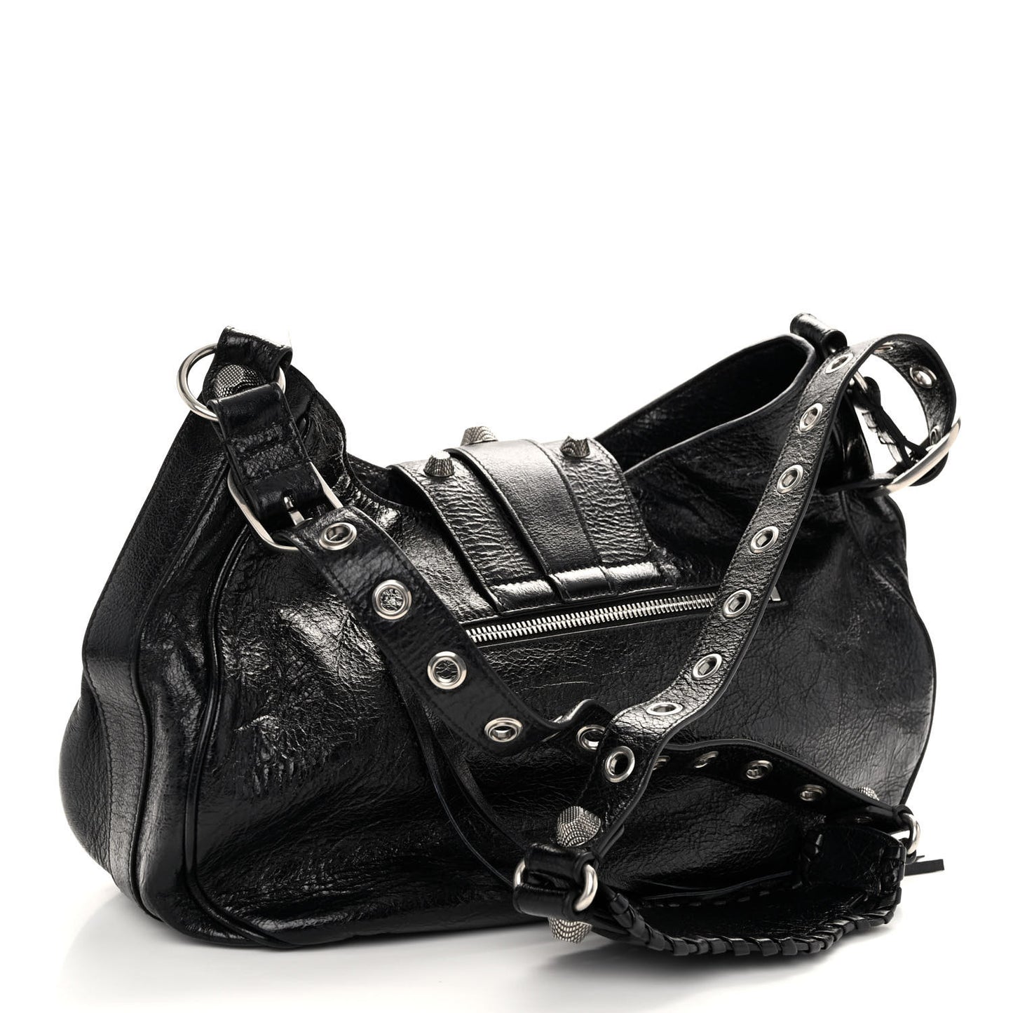 Agneau Arena Medium Le Cagole Shoulder Bag Black
