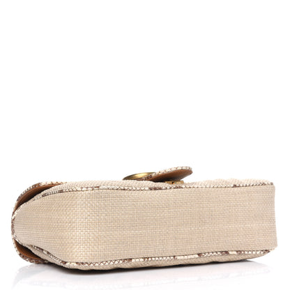 Gucci Raffia Elaphe Matelasse Small GG Marmont Shoulder Bag Natural Cream Brown 3 of 5