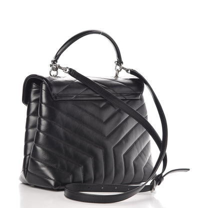 Saint Laurent Calfskin Y Quilted Monogram Medium Loulou Satchel Black 3 of 10